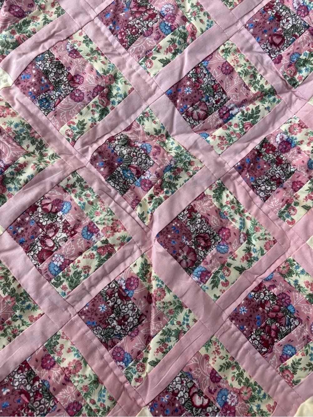 Handmade Pink Floral Patchwork Pillowcase - Soft Pastel Bedding